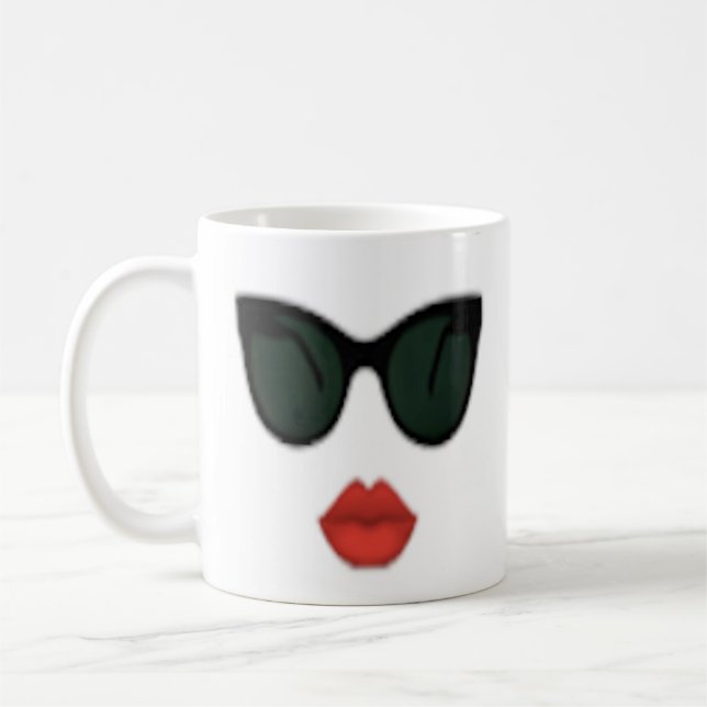 Red Lips Kiss Sunglasses Lip Boss Coffee Cup (Left)