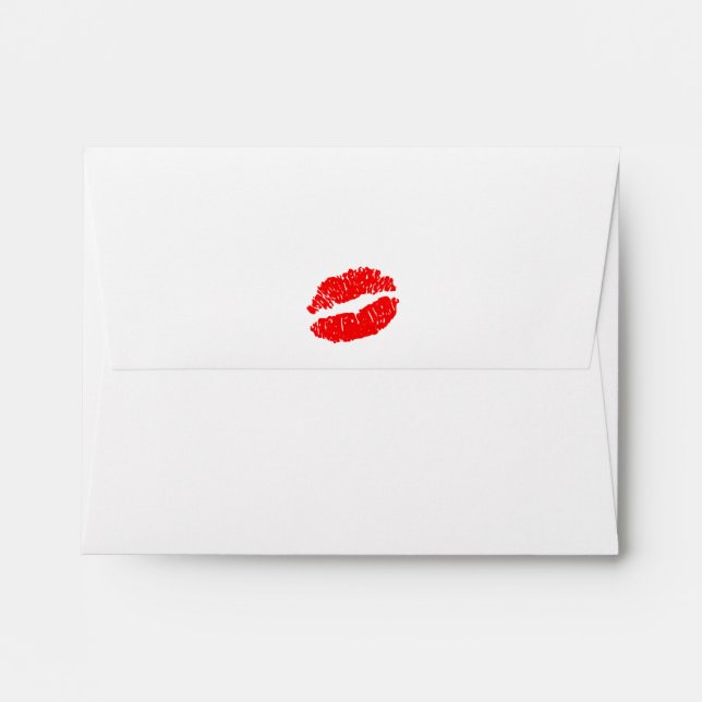 Red Lips Kiss SWAK Party Invitation Envelope (Back (Top Flap))