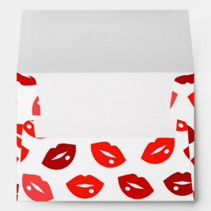 Red lips kiss vector pattern envelopes