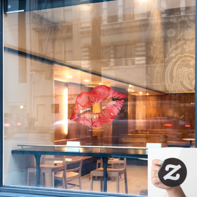 Red Lips Kiss Window Cling (Cafe Window)