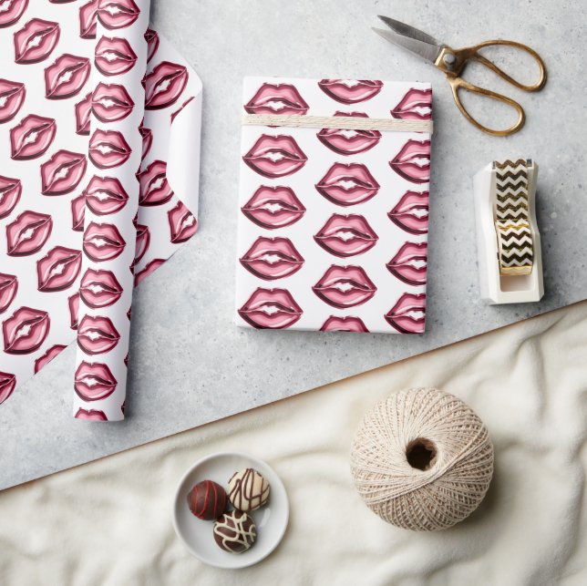 Red Lips Kiss  Wrapping Paper (Crafts)