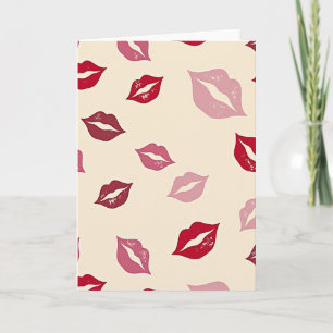 Red Lips Kisses Love Card