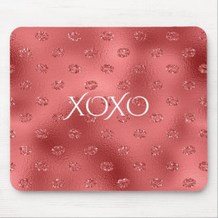 Red Lips Kisses XOXO Mouse Mat