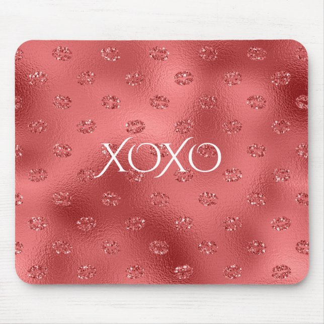 Red Lips Kisses XOXO Mouse Mat (Front)