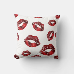 Red Lips Kissing Pattern Valentine's Day Cushion