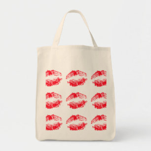 Red Lips Kissing Tote Bag