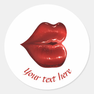 Red lips label sticker love