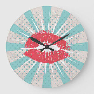 Red lips large clock