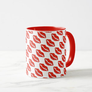 Red Lips Lipstick Kiss Print Love Valentine's Day Mug
