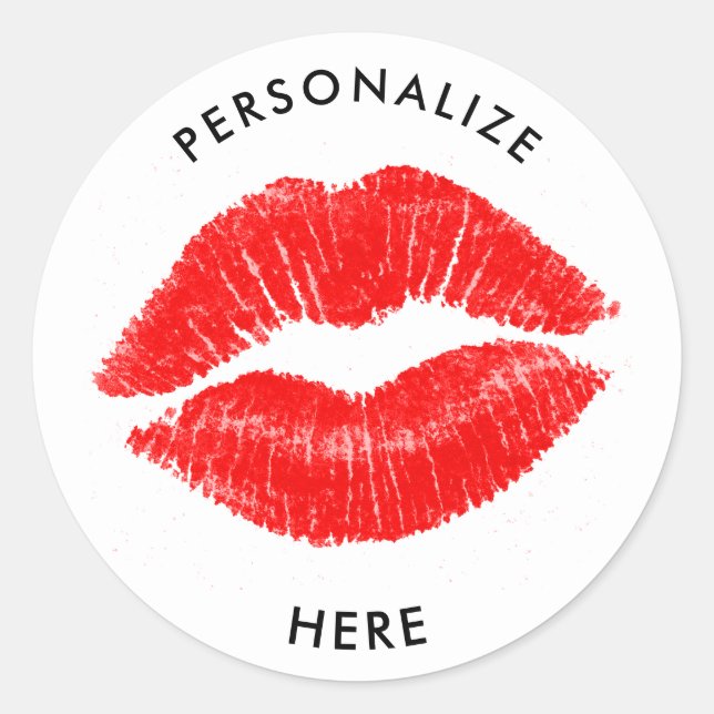 Red Lips Lipstick Lip Stain Makeup Beauty Classic Round Sticker (Front)