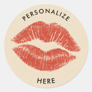 Red Lips Lipstick Lip Stain Makeup Beauty Classic Round Sticker