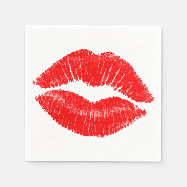 Red Lips Lipstick Lip Stain Makeup Beauty Napkin (Front)