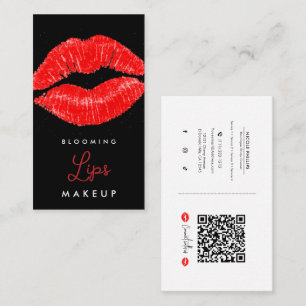 Red Lips Lipstick Lip Stain Makeup Social Media  Business Card