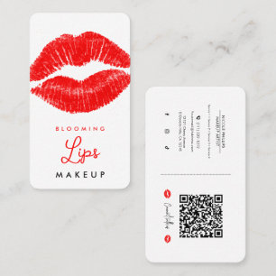 Red Lips Lipstick Lip Stain Makeup Social Media  Business Card