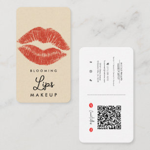 Red Lips Lipstick Lip Stain Makeup Social Media QR Business Card