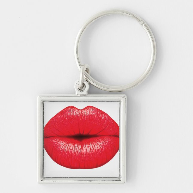 Red Lips lipstick pop art kiss Key Ring (Front)