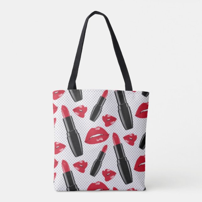 Red Lips Lipsticks Tote Bag (Back)