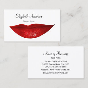 Red Lips Makeup Artist Business Card