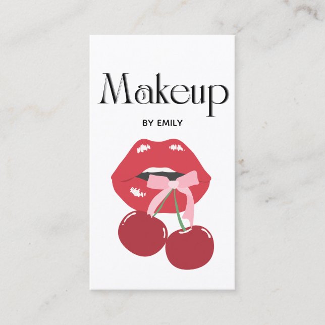 Red Lips Makeup Artist  Business Card (Front)