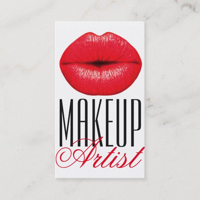 Red Lips MakeUp Artist Cosmetology Beauty Business Card (Front)