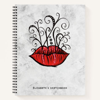 Red Lips Makeup Artist Name Notebook