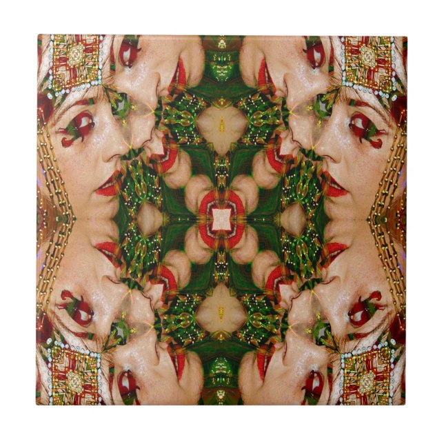 Red Lips Mandala Tile (Front)