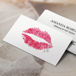 Red Lips Minimalist Makeup Artist Business Card