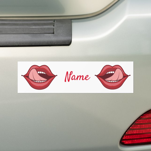 Red Lips Open Mouth Thunder_Cove Bumper Sticker (On Car)