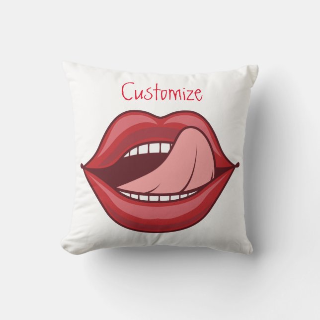 Red Lips Open Mouth Thunder_Cove  Cushion (Front)