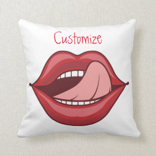 Red Lips Open Mouth Thunder_Cove Cushion