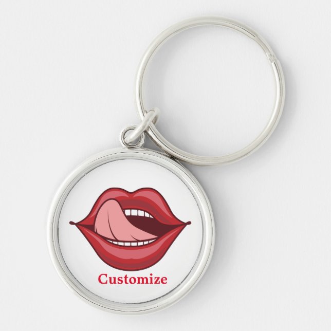 Red Lips Open Mouth Thunder_Cove  Key Ring (Front)