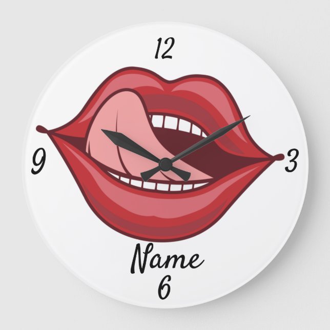 Red Lips Open Mouth Thunder_Cove Large Clock (Front)