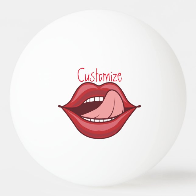 Red Lips Open Mouth Thunder_Cove  Ping Pong Ball (Front)
