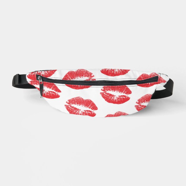 Red Lips, Pattern Of Lips, Red Lipstick, Kiss Bum Bags (Front)