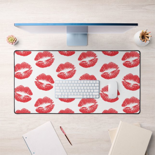 Red Lips, Pattern Of Lips, Red Lipstick, Kiss Desk Mat (Office 1)