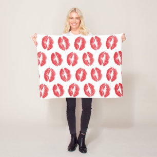 Red Lips, Pattern Of Lips, Red Lipstick, Kiss Fleece Blanket