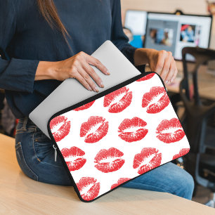 Red Lips, Pattern Of Lips, Red Lipstick, Kiss Laptop Sleeve