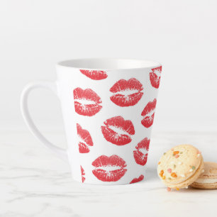 Red Lips, Pattern Of Lips, Red Lipstick, Kiss Latte Mug