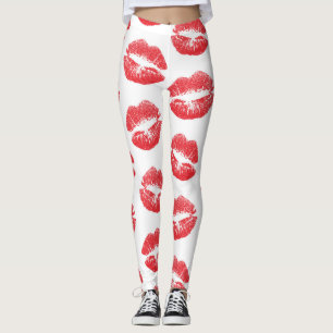 Red Lips, Pattern Of Lips, Red Lipstick, Kiss Leggings