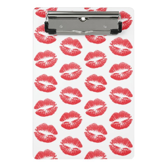 Red Lips, Pattern Of Lips, Red Lipstick, Kiss Mini Clipboard (Front)