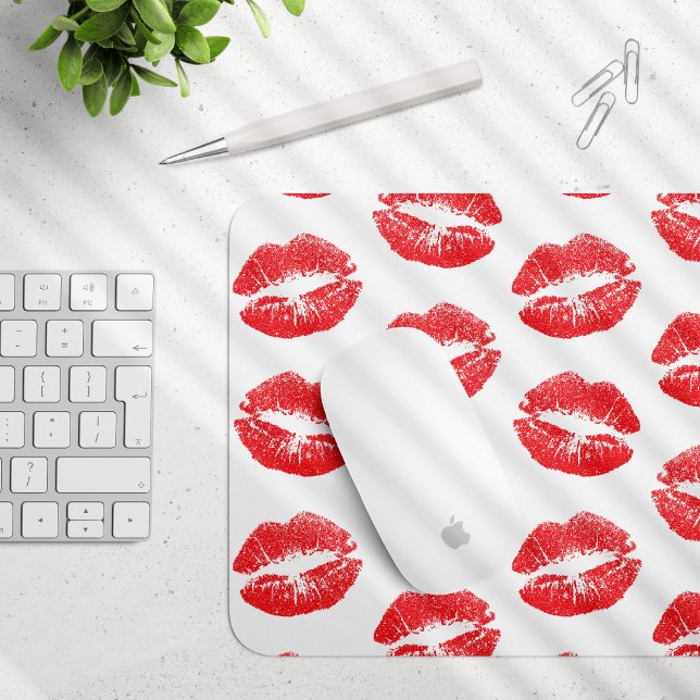 Red Lips, Pattern Of Lips, Red Lipstick, Kiss Mouse Mat (Creator Uploaded)