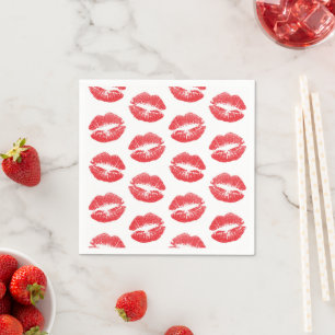 Red Lips, Pattern Of Lips, Red Lipstick, Kiss Napkin