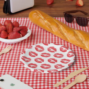 Red Lips, Pattern Of Lips, Red Lipstick, Kiss Paper Plate