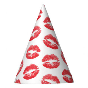 Red Lips, Pattern Of Lips, Red Lipstick, Kiss Party Hat
