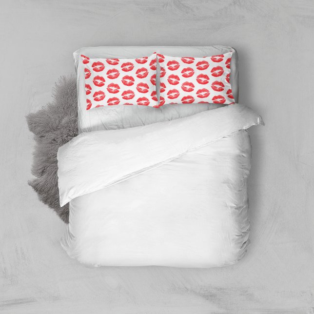 Red Lips, Pattern Of Lips, Red Lipstick, Kiss Pillowcase (Creator Uploaded)