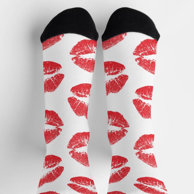 Red Lips, Pattern Of Lips, Red Lipstick, Kiss Socks (Top)