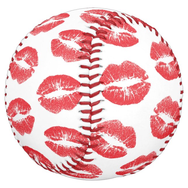 Red Lips, Pattern Of Lips, Red Lipstick, Kiss Softball (Angled)