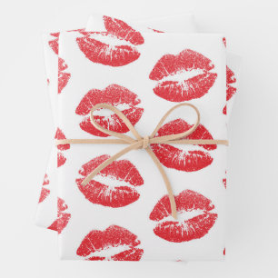 Red Lips, Pattern Of Lips, Red Lipstick, Kiss Wrapping Paper Sheet