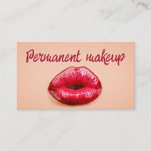 Red Lips Permanent Makeup Artist Brows & Lips Business Card (Front)