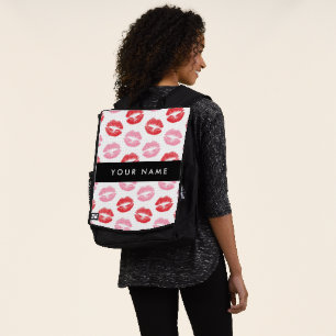 Red Lips, Pink Lips, Kiss, Your Name, Personalise Backpack
